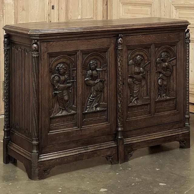 Gothic 19th Century French Gothic Oak Buffet For Sale - Image 3 of 12