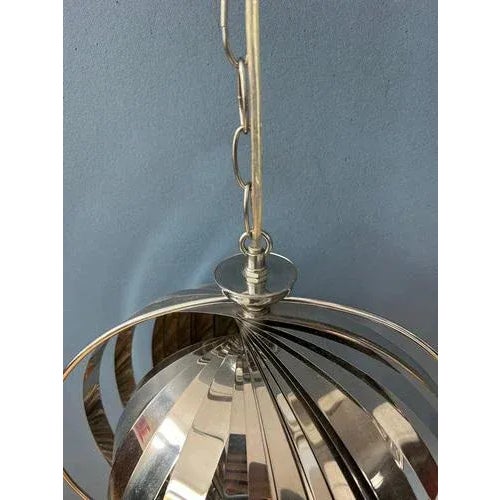 Chrome Moon Spiral Hanging Lamp by Henri Mathieu For Sale - Image 9 of 11