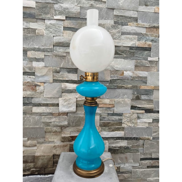 Vintage Napoleon III Style Opaline Glass Lamp, 1960s For Sale - Image 11 of 11