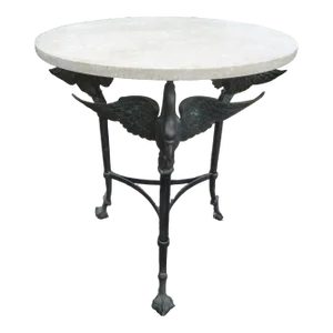 Vintage Neoclassical Style Bronze Table With Travertine Top
