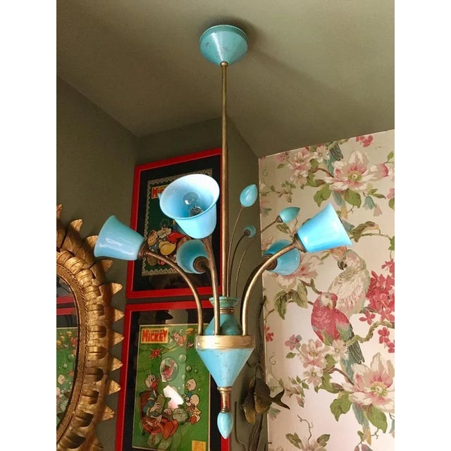 Antique Bohemian Brass and Crystal Ceiling Lamp For Sale - Image 5 of 6