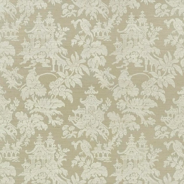 Contemporary Sample - Schumacher Brighton Sisal Wallpaper in Sage For Sale - Image 3 of 3
