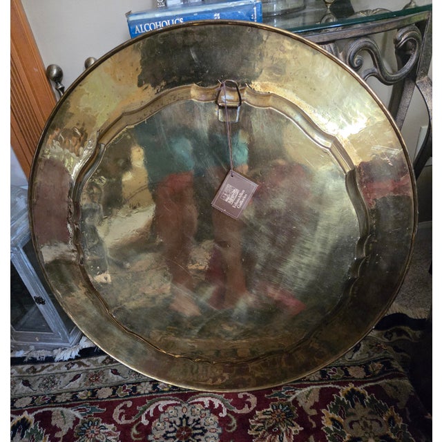Late 20th Century Vintage Ethan Allen Hand-Crafted Solid Brass Tray Table - Collector's Classics For Sale - Image 5 of 15