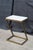 Late 20th Century Modern Chic Marble Top Brass Z Shaped Sofa End Side Table For Sale - Image 10 of 10