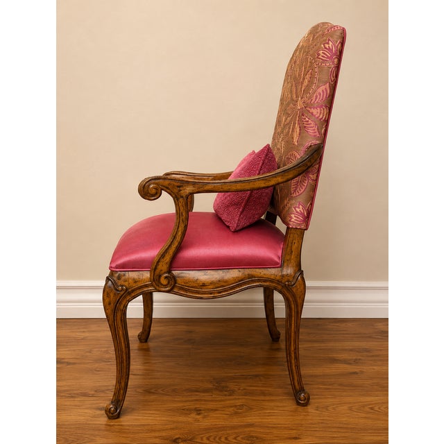 Vintage 10-Piece Carved Wood Dining Chair Set - 8 Side Chairs & 2 Upholstered Armchairs For Sale - Image 4 of 12