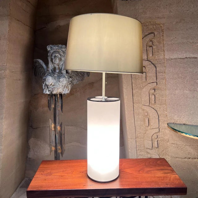 White 1970s White Cylinder Table Lamp Style of Kartell Italy For Sale - Image 8 of 13