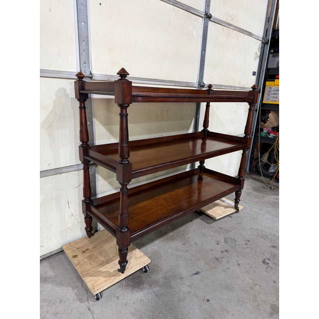 This handsome Georgian-style 3 tiered trolley, c.1880’s, is from England. Sometimes referred to as a “dumb waiter” or “tea...