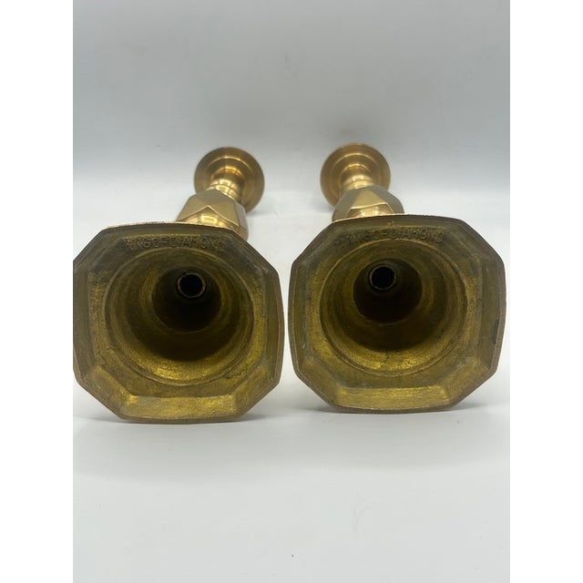 Late 19th Century Late 19th Century English "King of Diamond" Brass Candlesticks, 1897 Queen Victoria Diamond Jubilee – Pair For Sale - Image 5 of 12