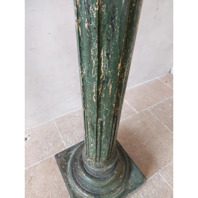 Italian Scaglioga Pedestal in Green Faux Marble For Sale - Image 9 of 12