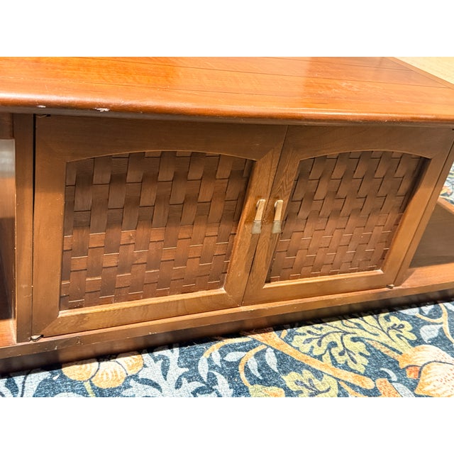 Wood Vintage Lane Coffee Table With Travertine Inserts For Sale - Image 7 of 12