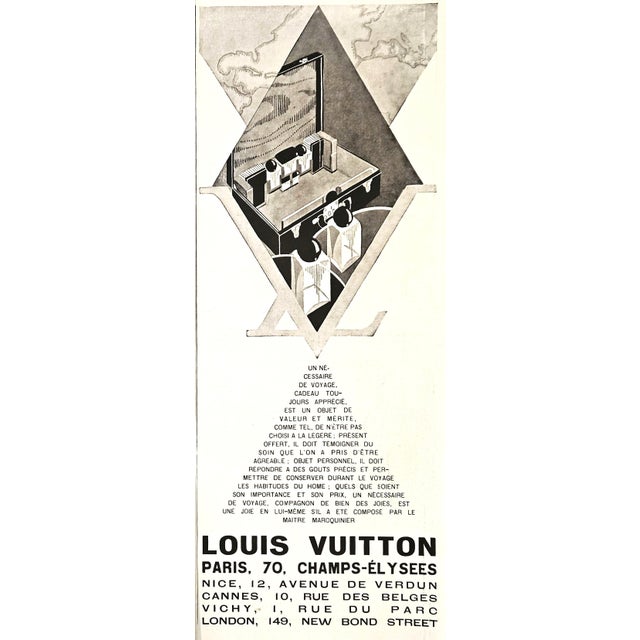 Louis Vuitton 1928 RARE-Set of 2- Original French Art Deco Louis Vuitton Illustrated Advertisement Prints-Luxury Products For Sale - Image 4 of 5