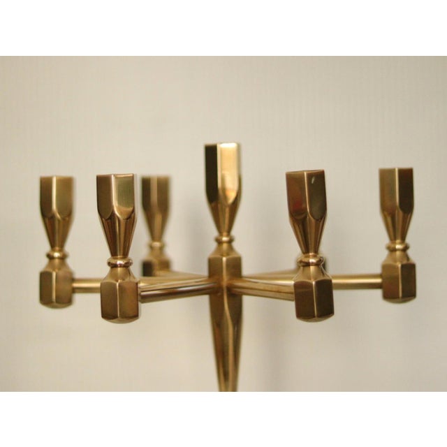 Vintage Swedish Brass 7-Arm Candelabra from Gusum For Sale - Image 10 of 18