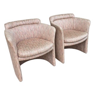 Pair of 1980's John Saladino for Baker Furniture Postmodern Biomorphic Freeform Barrel Chairs For Sale