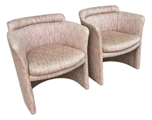 Pair of 1980's John Saladino for Baker Furniture Postmodern Biomorphic Freeform Barrel Chairs