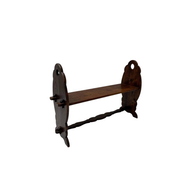 Wood Small Brutalist Rustic Bench, 1960s For Sale - Image 7 of 7