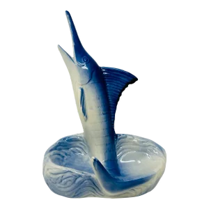 Vintage Ceramic Blue Marlin Catchall Ashtray