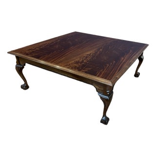 Classic Square Mahogany Chippendale Cocktail Table by Leighton Hall - Custom Made One-of-a-Kind For Sale