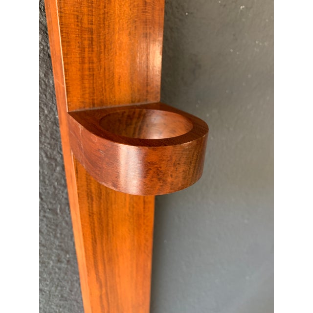 1970s Solid Teak Rolling Pin With Wall Mounted Stand Studio Crafted by Dee Gibsen For Sale - Image 5 of 9