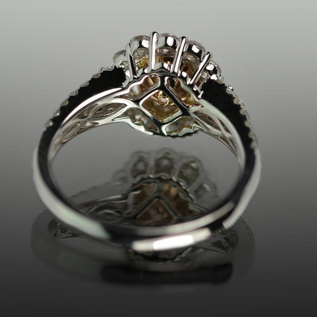 Contemporary Late 20th Century Fancy Color Diamond Ring, Size 7 For Sale - Image 3 of 3