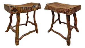 Pair of 19th Century Chinese Rootwood Stools
