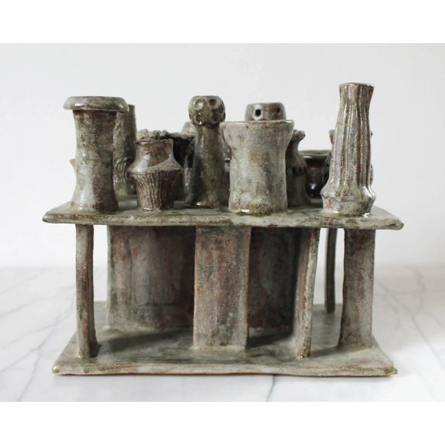 Mid-Century Modernist Pottery Candelabra For Sale - Image 4 of 10