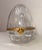 Vintage Handmade French Gilt Brass Cut Crystal Caviar Egg Caddy Jar Bar Set For Sale In New York - Image 6 of 13