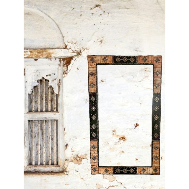Large Moroccan Rectangular Wall Mirror, Expresso Brown Wood, Orange With Silver Embellishments For Sale - Image 10 of 12