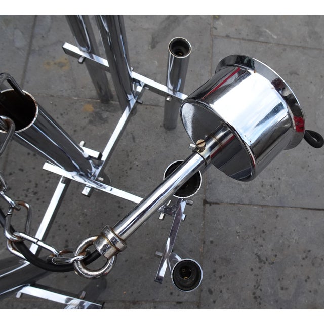 Mid-Century Chrome Tubes Chandelier Ceiling Lamp by Gaetano Sciolari For Sale - Image 11 of 12