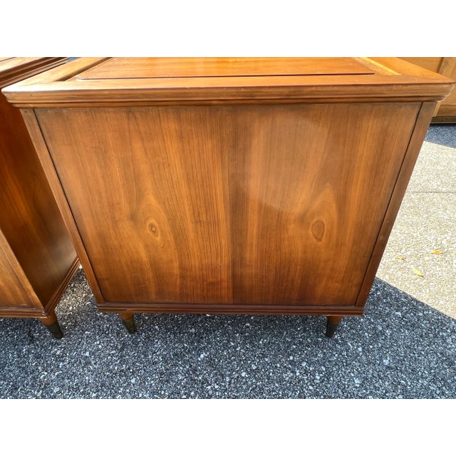 Widdicomb Campaign Style Solid Cherry Brass Pulls Night Stands Tables For Sale - Image 9 of 9