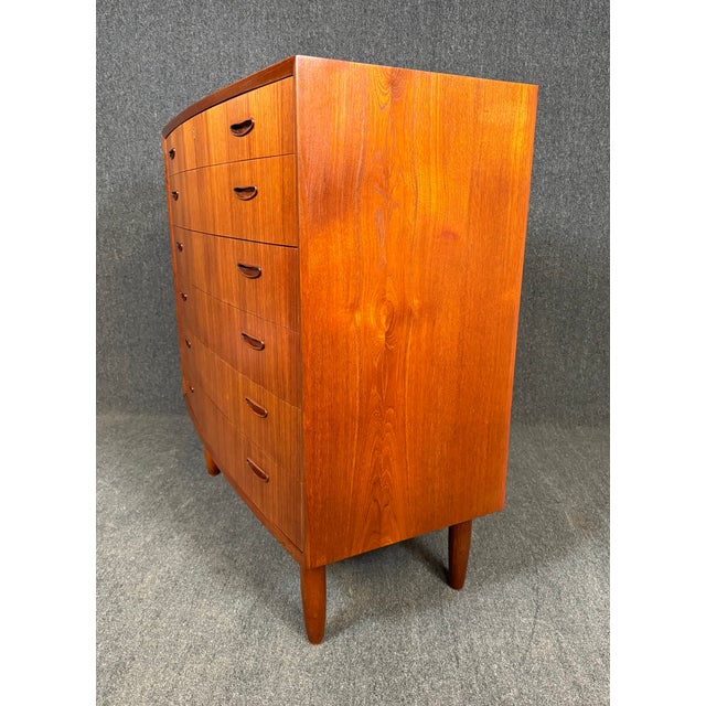 Brown Vintage Danish Mid Century Modern Teak TallBoy Chest of Drawers Dresser For Sale - Image 8 of 10