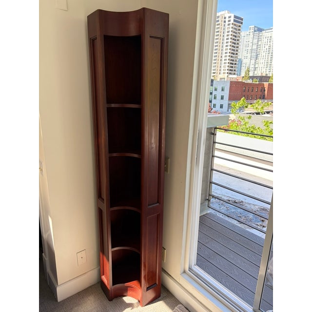 Traditional 1980s Classic Slim Corner Bookcase Mahogany For Sale - Image 3 of 7