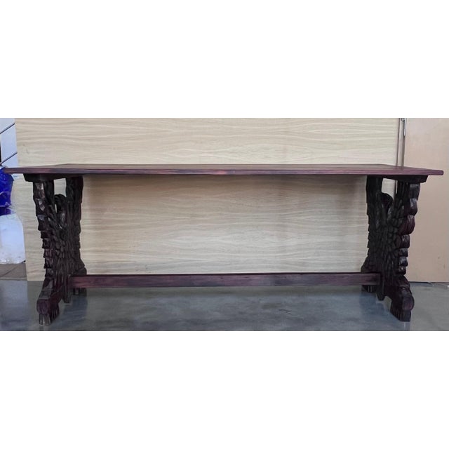 Early 20th Dining Room or Center Table with Carved Walnut Pedestal Eagles For Sale - Image 17 of 18