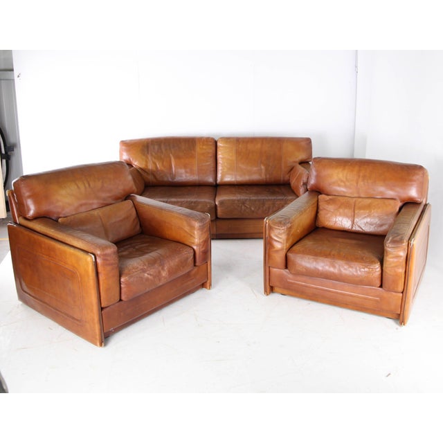 1980s Leather Living Room Set from Roche Bobois, 1980s, Set of 3 For Sale - Image 5 of 18