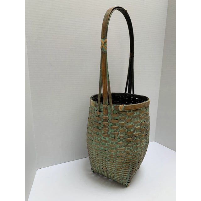 Pistachio Vintage Asian Chinoiserie Decor and Storage Basket For Sale - Image 8 of 9