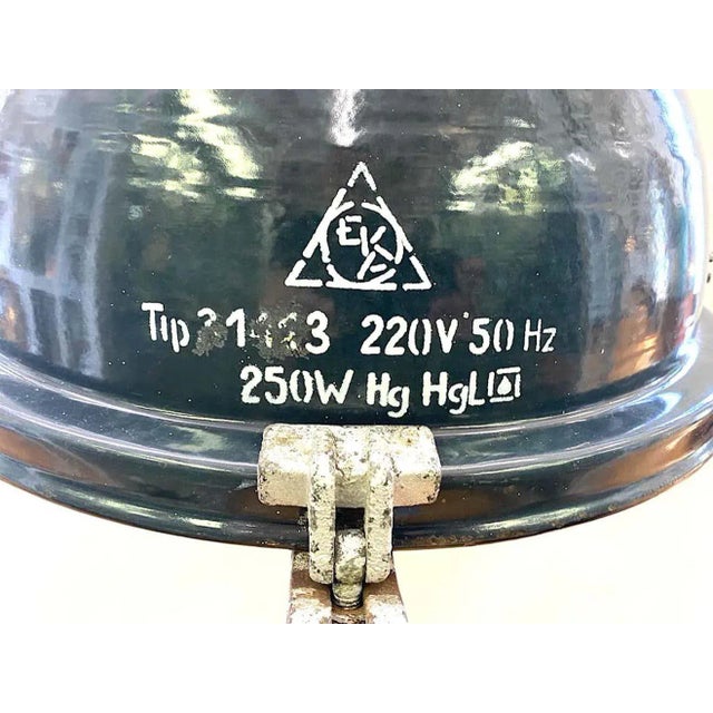 1940s Italian Blue Enamel Large Industrial Factory / Warehouse Lantern For Sale - Image 9 of 13