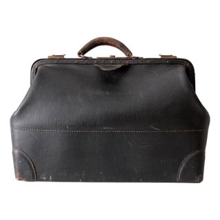 Antique Black Leather Doctor's Bag For Sale