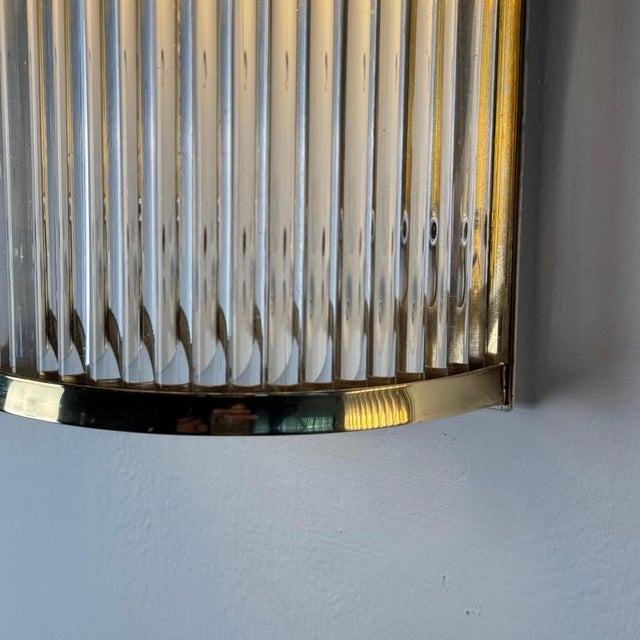 Art Deco Style Murano Glass and Brass Wall Sconces attributed to De Majo, 1970s, Set of 2 For Sale - Image 9 of 16