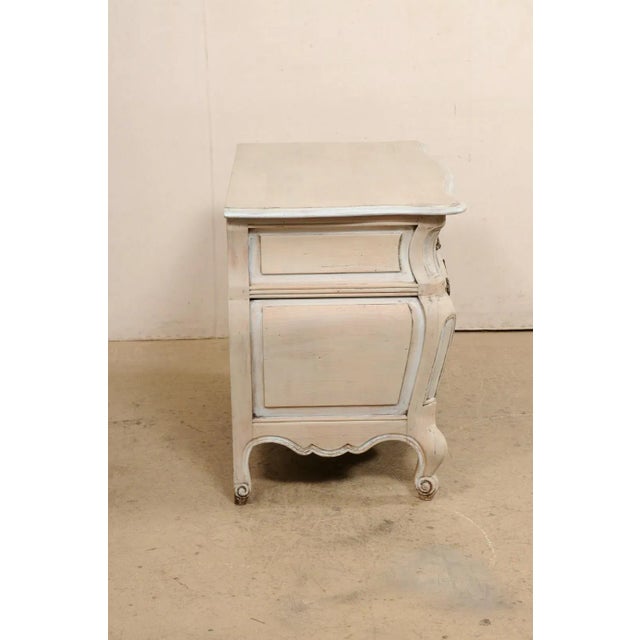 Almond Early 20th Century French Bombé Carved & Painted Wood Commode For Sale - Image 8 of 11