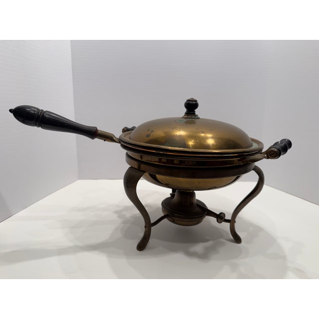 Antique Empress Ware Brass & Copper Chafing Dish Set by Ny Stamping Co. (c.1910's) For Sale - Image 4 of 5
