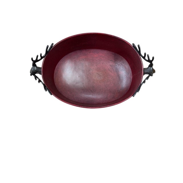 Farmhouse Vintage Stag Deer Handle Footed Cachepot For Sale - Image 3 of 6