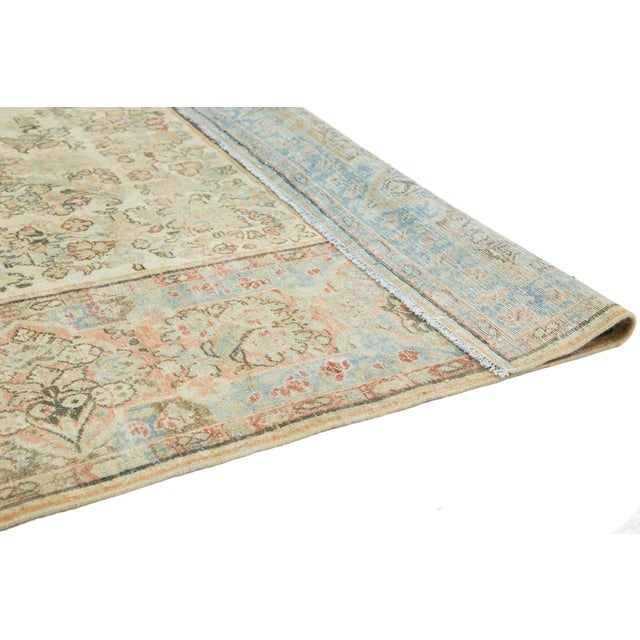 Beige Antique Persian Mahal Wool Rug With Allover Design From the 1900s For Sale - Image 4 of 11
