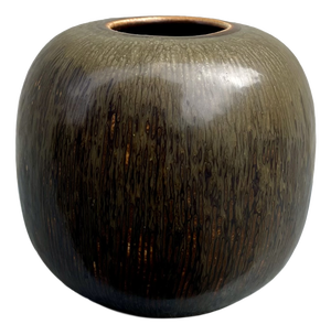 Mid-Century Stoneware Vase in Brown Glazes by Valdemar Petersen for Bing & Grondahl, 1960s