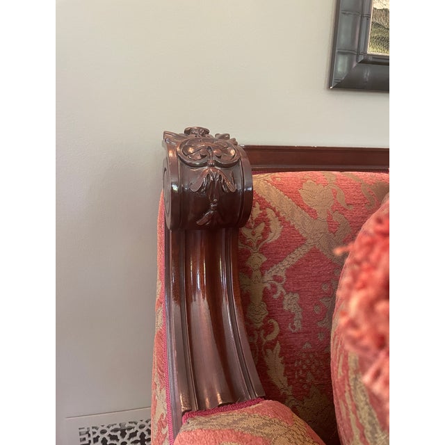 Brown 1940s Hand Carved Mahogany Sofa For Sale - Image 8 of 12