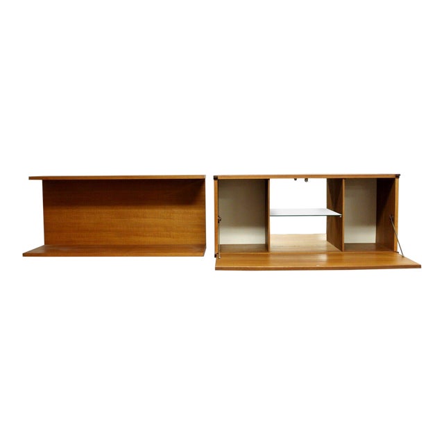 Mid Century Modern Tapley Teak Wall Mounted Floating Shelf Bar
