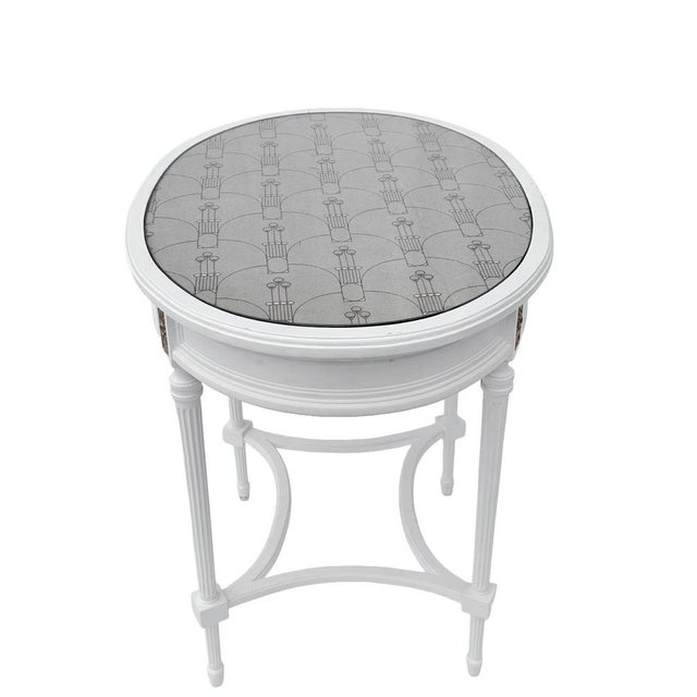 1940s Mid-Century Louis XVI Style Oval Table with Glass Top and Pull-Out Leaves, 1940s For Sale - Image 5 of 13