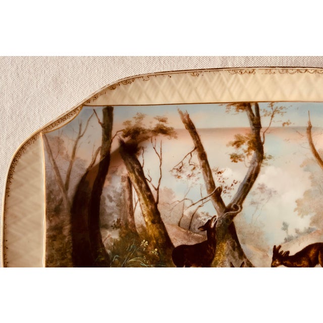 19th Century 19th Century Magnificent Limoges Game Platter With Compote - Hand-Painted Forest Scene For Sale - Image 5 of 18