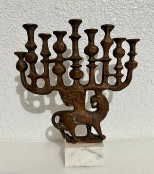 Milton Hebald, Milton Hebald Mid Century Bronze Menorah Sculpture WPA Artist Modernist Judaica, 1969