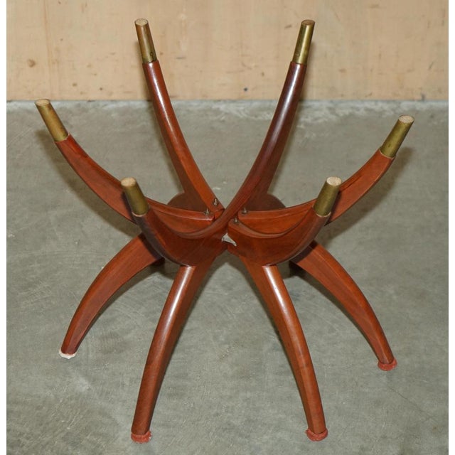 Mid-Century Modern Moroccan Brass Tray Table with Teak Folding Base, 1900 For Sale - Image 12 of 14