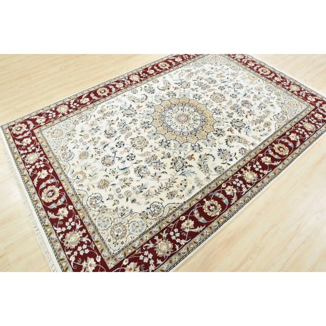 Farmhouse Fine Nain Rug 6’1” X 9’2” White Wool Traditional Hand-Knotted Oriental Carpet For Sale - Image 3 of 15