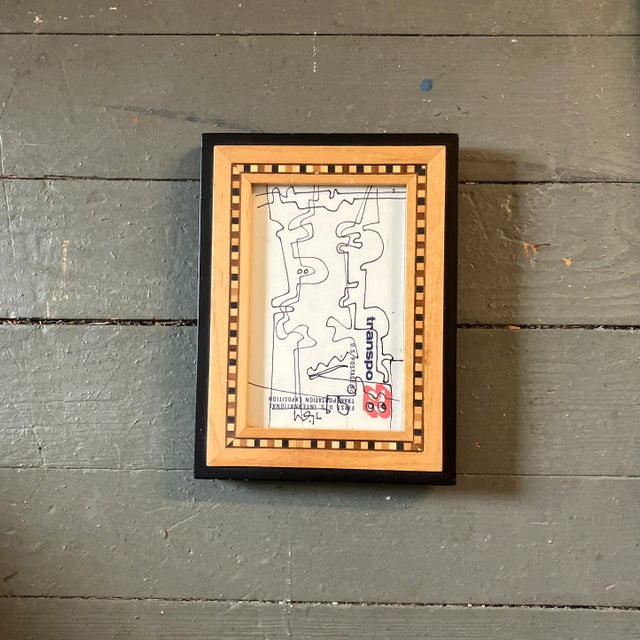 1980’s Original Wayne Cunningham Small Abstract Ink Drawing Tabletop Frame For Sale - Image 4 of 4